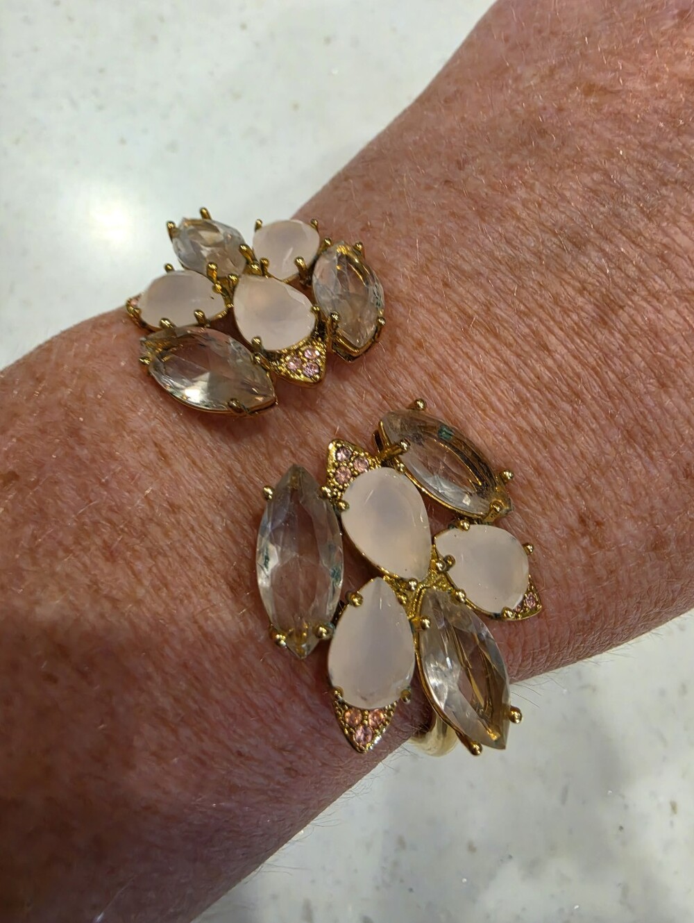 Kate Spade New York Blushing Blooms Bracelet Pink Multi Blush Gold Hinged Bangle